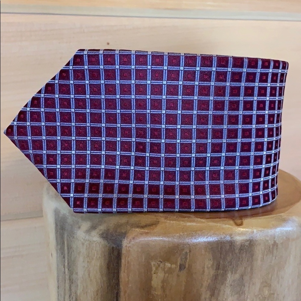Tommy Hilfiger red checkered silk tie
